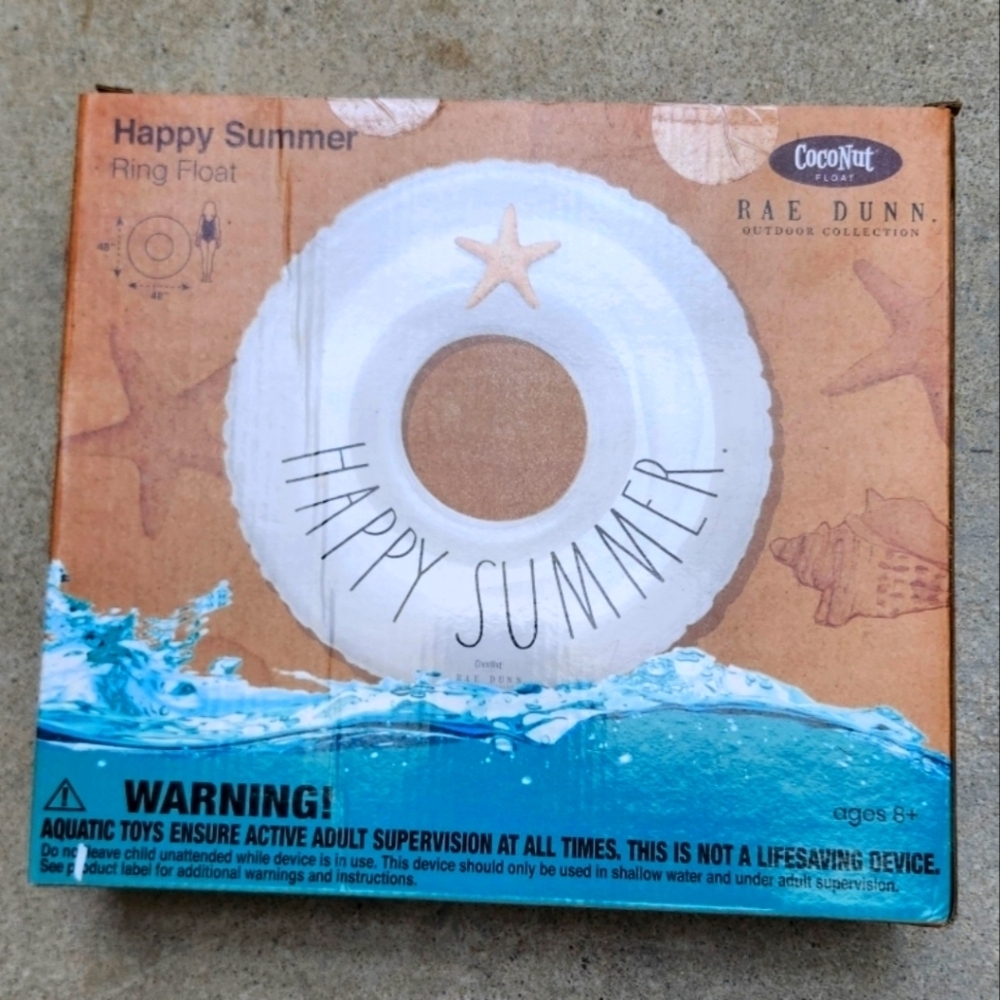Rae Dunn HAPPY SUMMER Float Adult Size 48” Inflatable Water Inner Tube